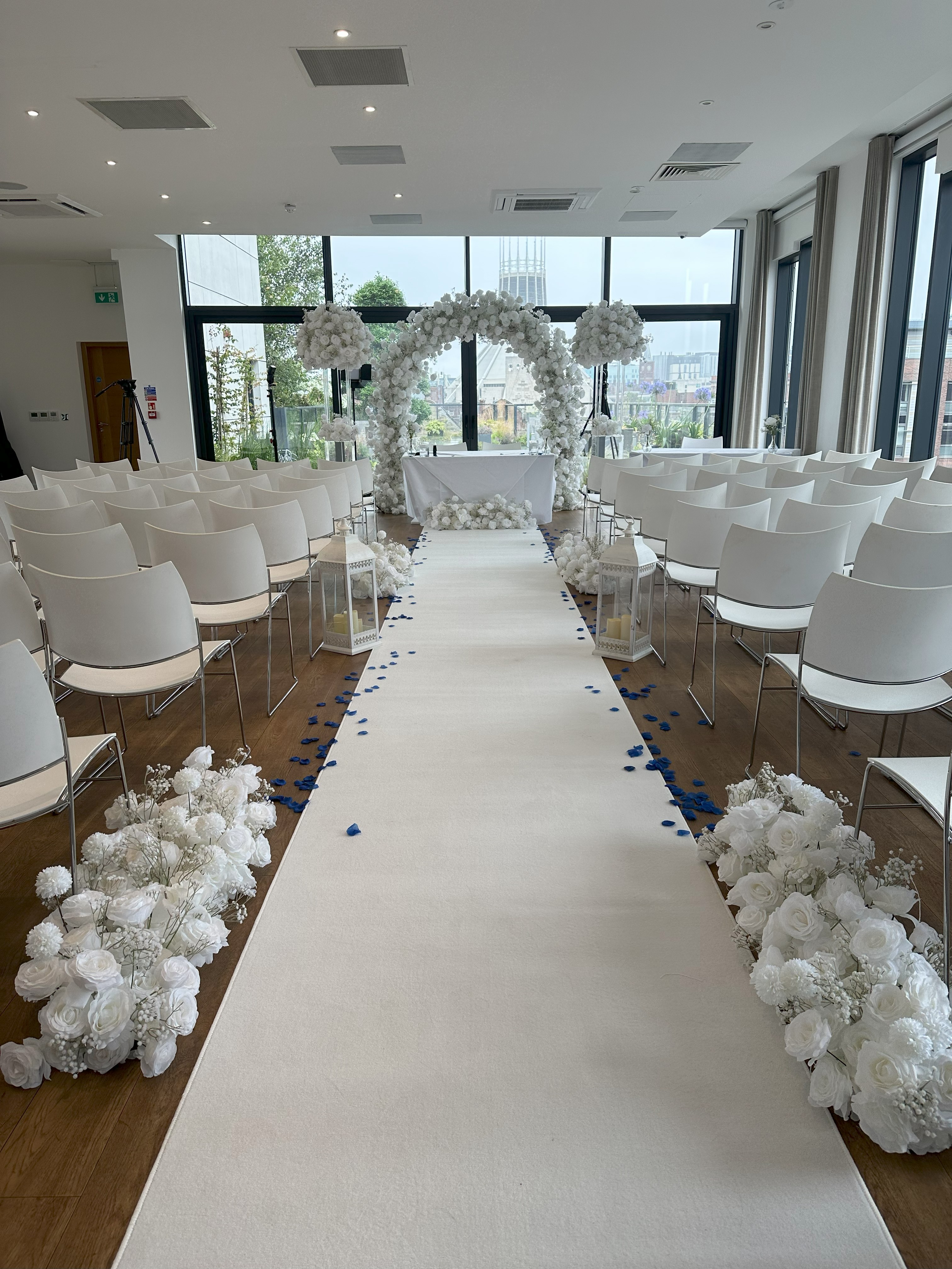 White Wedding Aisle Carpet Hire, Look At Us Events