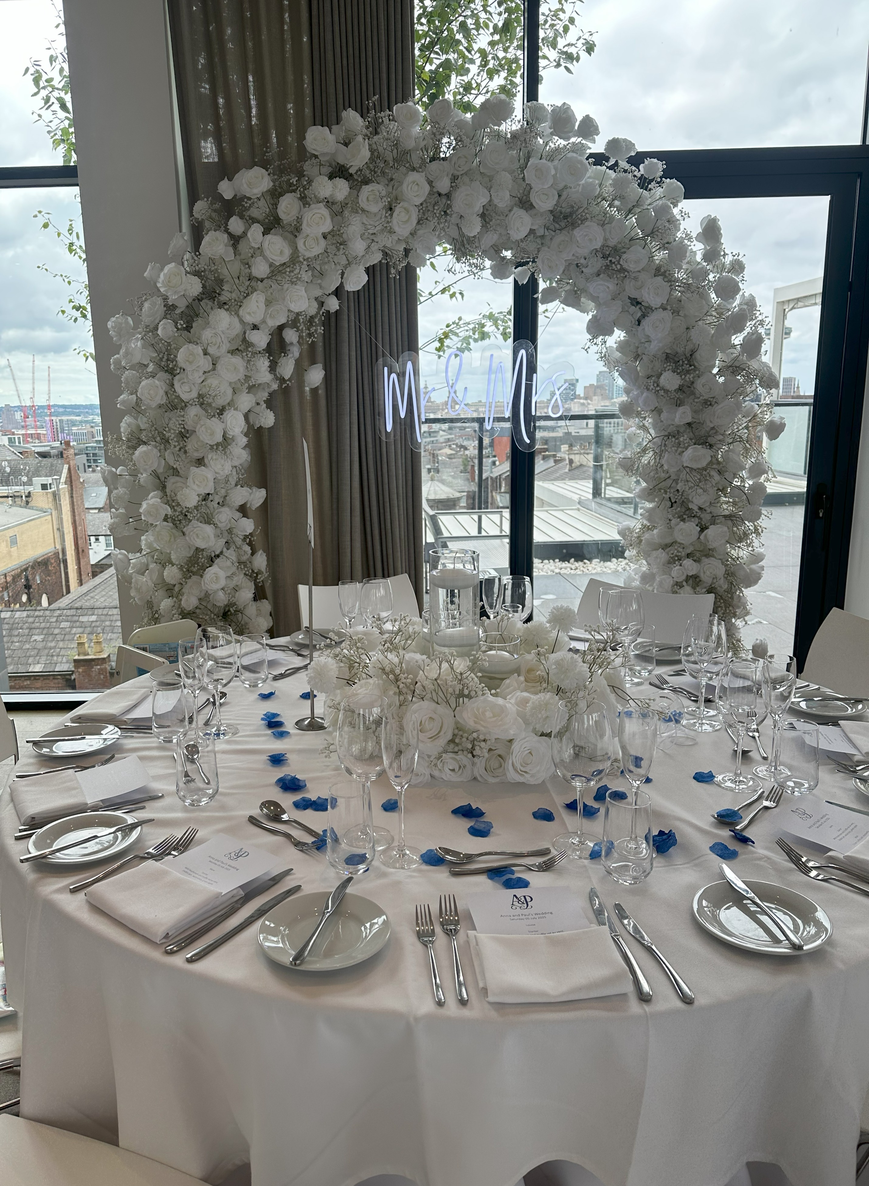 Wedding Round Top Table Design by Look At Us Events, Wedding Venue Dressing Company Liverpool. Hope Street Hotel Weddings